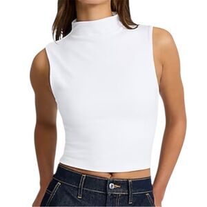 Express White Sleeveless Crop Top